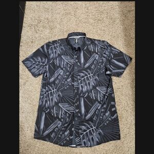 Fried Denim Black Tropical Print Men's Shirt